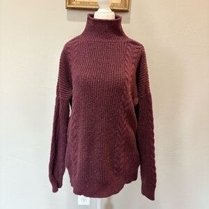 Abercrombie & Fitch Marled Button-Back Mock Neck Sweater M